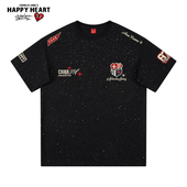 查尔斯桃心美式 男女休闲上衣 新款 徽章印花满天星纯棉短袖 T恤夏季