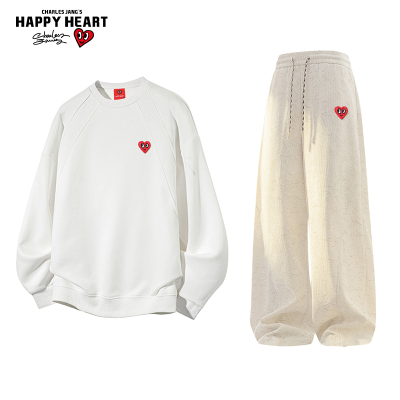 查尔斯桃心解构圆领卫衣套装男