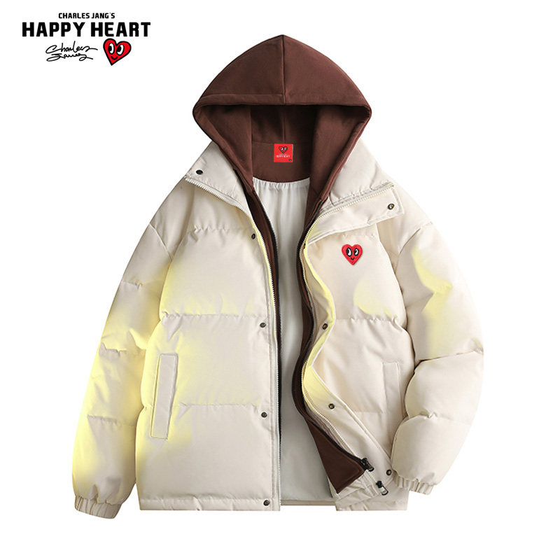 查尔斯桃心90白鸭绒假两件连帽羽绒服男冬季加绒加厚爱心情侣外套,男装,羽绒服,淘宝优惠券,粉丝福利购,淘宝优惠卷