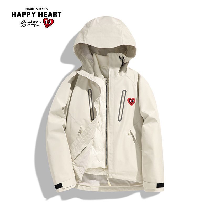 查尔斯桃心三合一冲锋棉服男外套