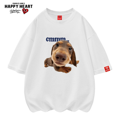 查尔斯桃心卡通小狗印花短袖