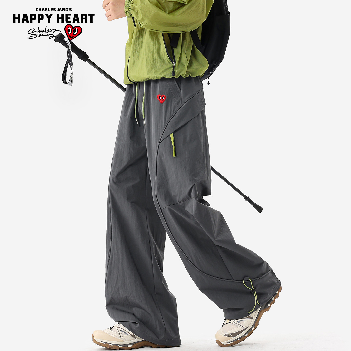 查尔斯桃心美式拼接冲锋裤男女春季潮牌多口袋休闲大码工装伞兵裤,男装,休闲裤,淘宝优惠券,粉丝福利购,淘宝优惠卷