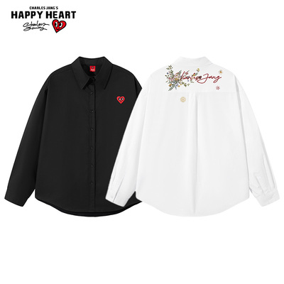 查尔斯桃心美式花卉印花衬衫男