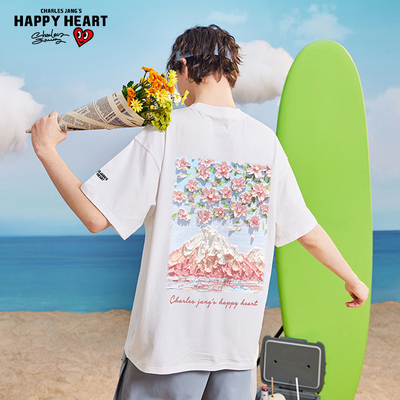 查尔斯桃心宽松休闲短袖T恤