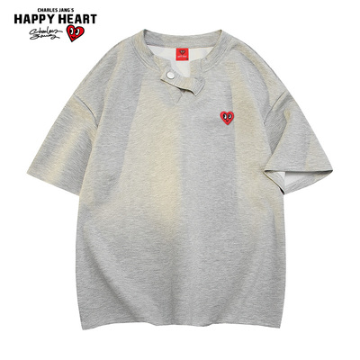 查尔斯桃心cleanfit纯色短袖t恤