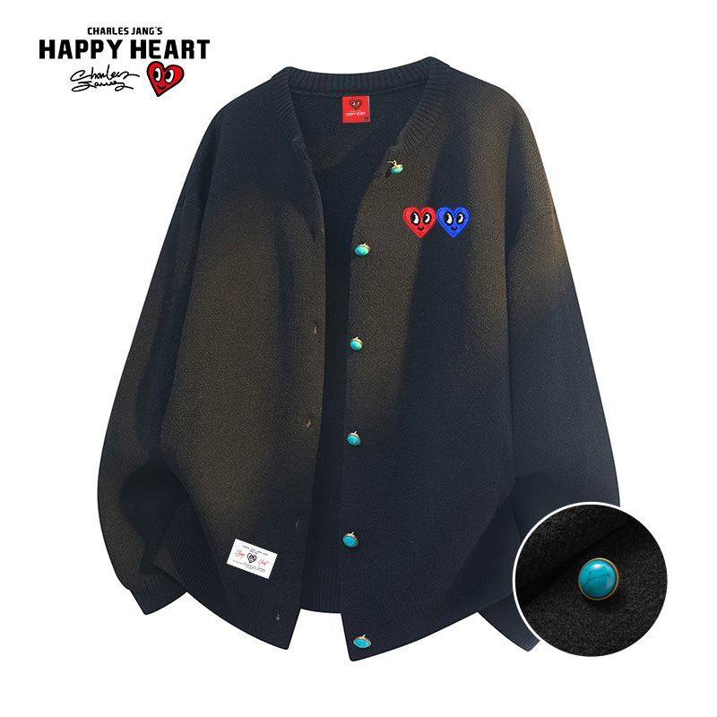 查尔斯桃心春季新款情侣双爱心刺绣徽章宝石纽扣针织开衫毛衣外套,男装,针织衫/毛衣,淘宝优惠券,粉丝福利购,淘宝优惠卷