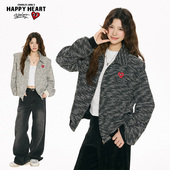 百搭翻领卫衣外套 2026新款 查尔斯桃心 复古小香风夹克男女春秋季