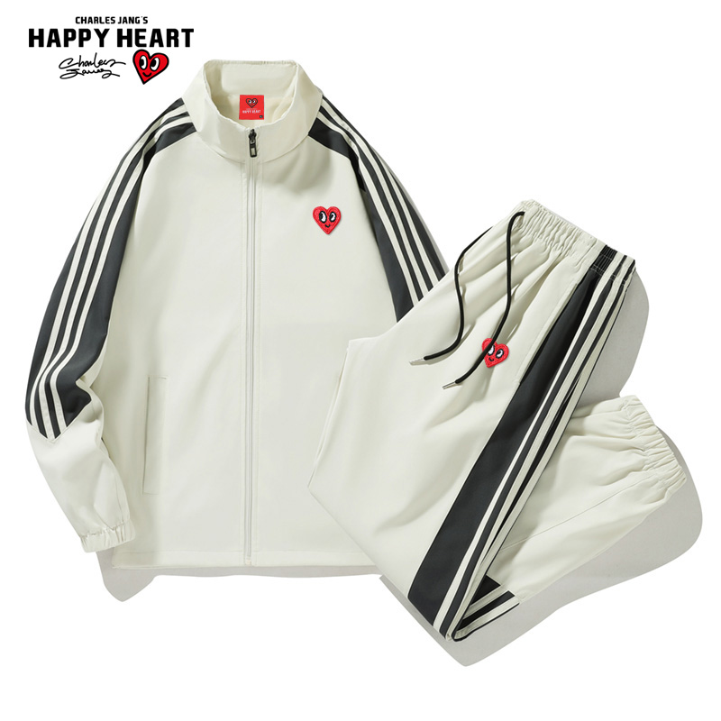 查尔斯桃心立领夹克运动套装男