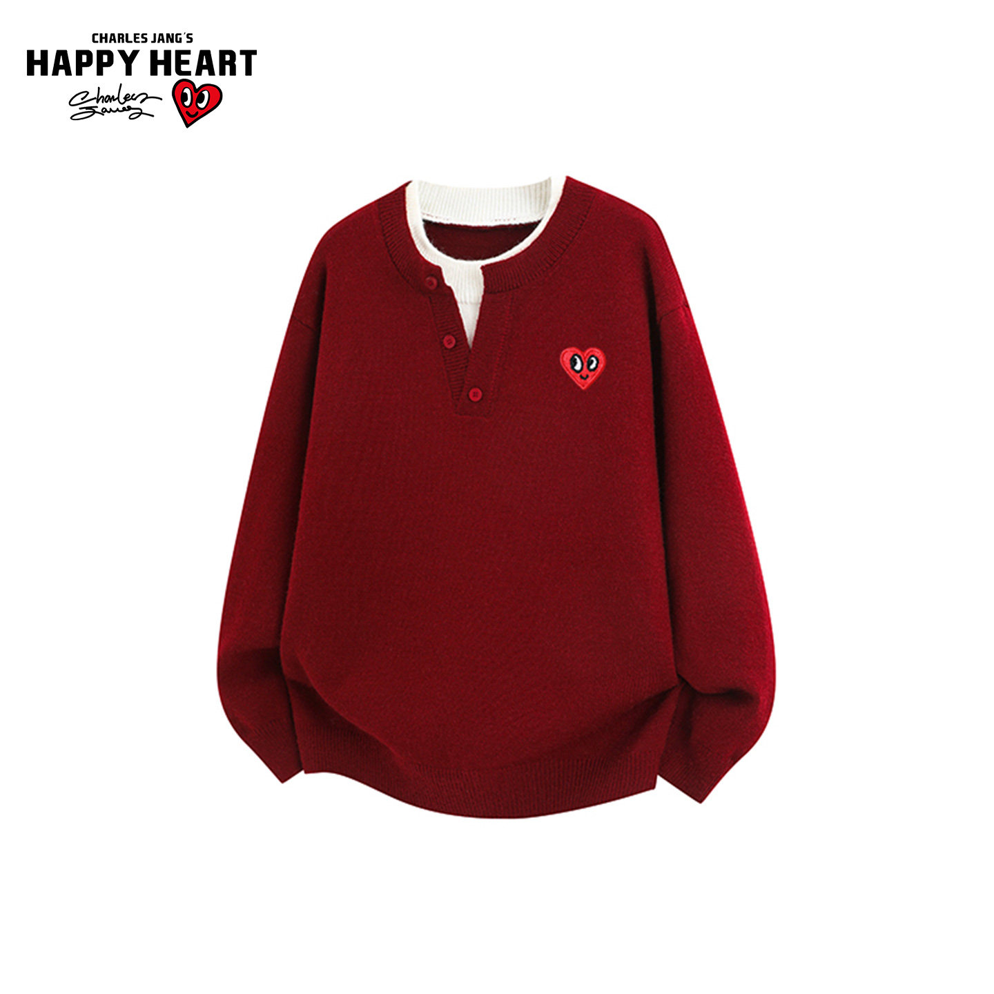 查尔斯桃心美式假两件圆领针织衫男女秋冬款毛衣百搭上衣打底衫潮,男装,针织衫/毛衣,淘宝优惠券,粉丝福利购,淘宝优惠卷