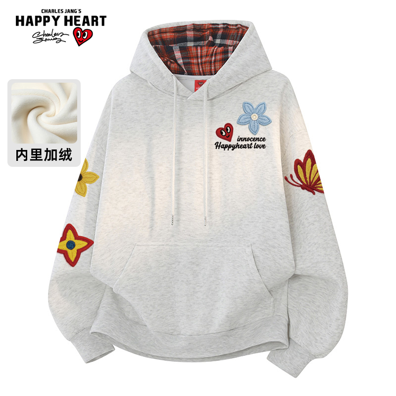 查尔斯桃心花卉蝴蝶印花卫衣男女