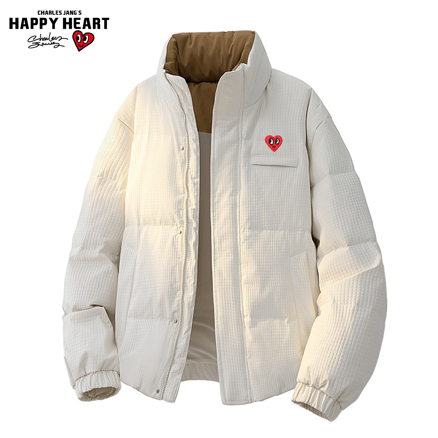 查尔斯桃心美式肌理感90绒羽绒服