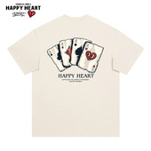t恤男半袖 纯棉圆领情侣短袖 扑克牌卡通印花2026年夏季 查尔斯桃心