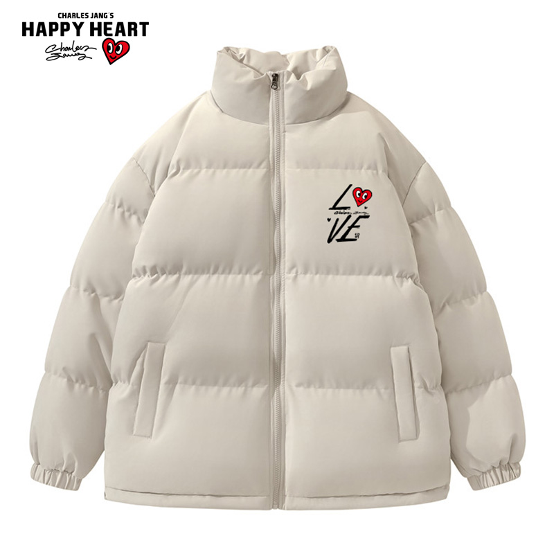 查尔斯桃心美式字母印花羽绒服