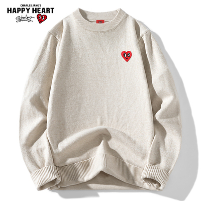 查尔斯桃心爱心圆领毛衣