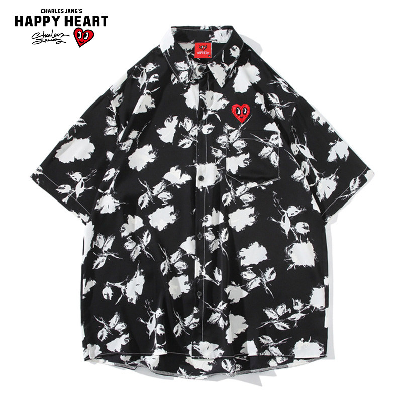 查尔斯桃心 2026年夏季沙滩排球花衬衫男凉感薄款休闲衬衣外套