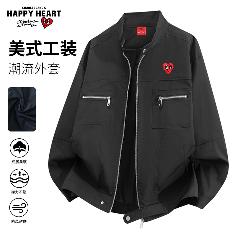 查尔斯桃心美式哈灵顿夹克外套
