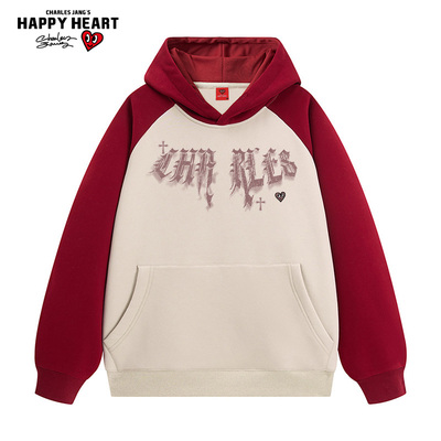 查尔斯桃心字母印花插肩袖卫衣男