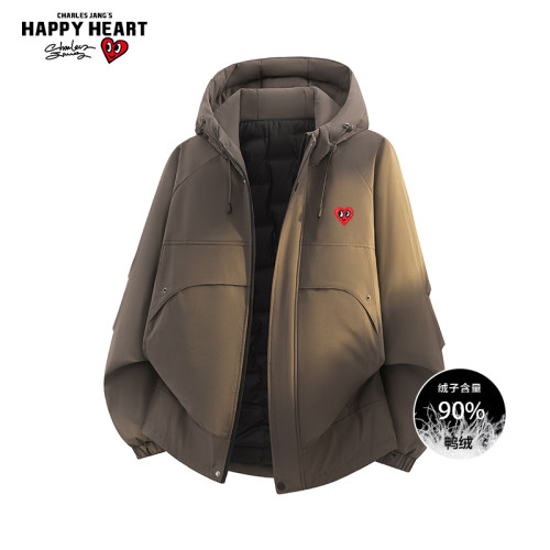查尔斯桃心90鸭绒防风情侣羽绒服