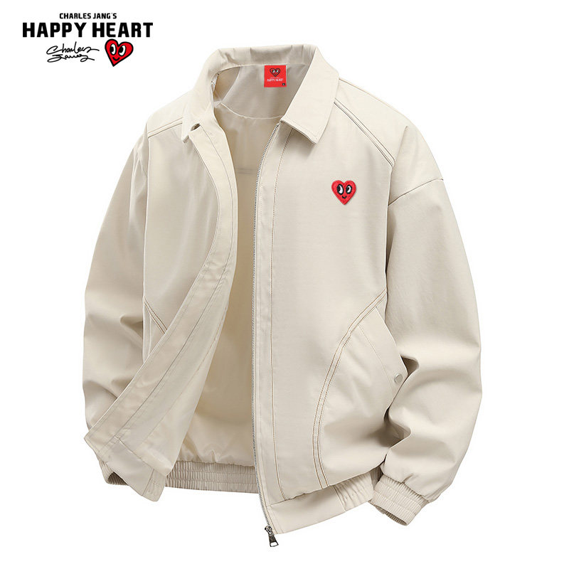 查尔斯桃心美式复古工装夹克男春秋季新款宽松翻领潮牌哈灵顿外套,男装,夹克,淘宝优惠券,粉丝福利购,淘宝优惠卷