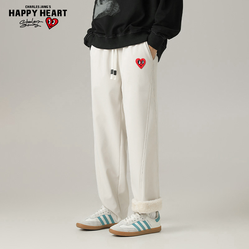 查尔斯桃心爱心加绒休闲裤