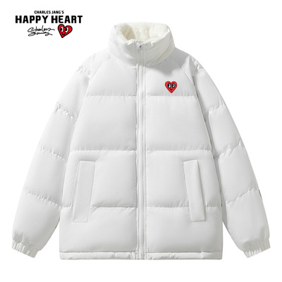 查尔斯桃心羊羔绒加厚面包棉服男