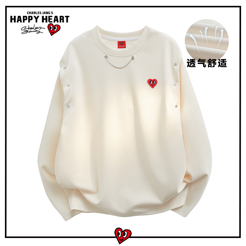 查尔斯桃心设计感圆领卫衣男春秋季新款宽松百搭潮流情侣长袖上衣