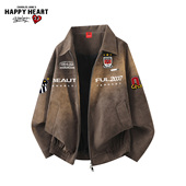 查尔斯桃心美式 复古2026新款 翻领夹克男潮牌机车情侣休闲痞帅外套