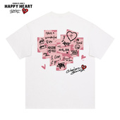 爱心便签短袖 t恤男夏季 纯棉宽松2026新款 查尔斯桃心 无性别五分袖
