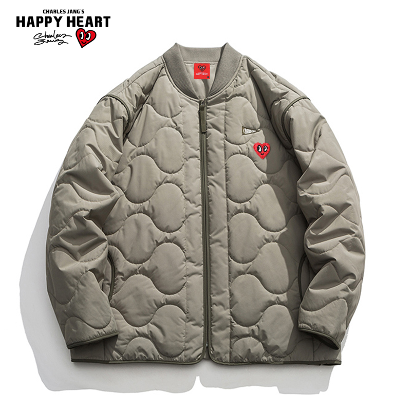 查尔斯桃心菱形加厚棒球服棉衣男