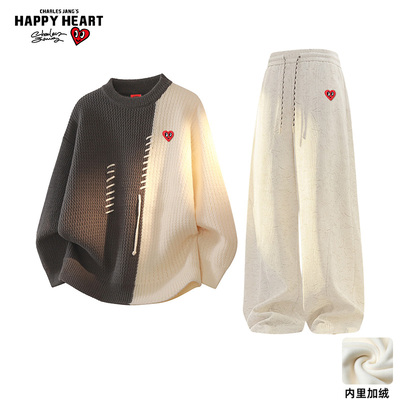 查尔斯桃心休闲套装慵懒两件装潮