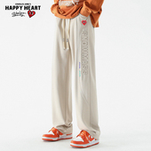 加绒钢印休闲长裤 查尔斯桃心 宽松直筒2026新款 子男秋冬季 垂感裤