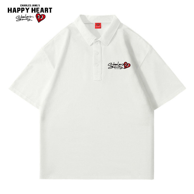 查尔斯桃心 美式polo衫短袖男宽松透气落肩印花2026年夏季通勤