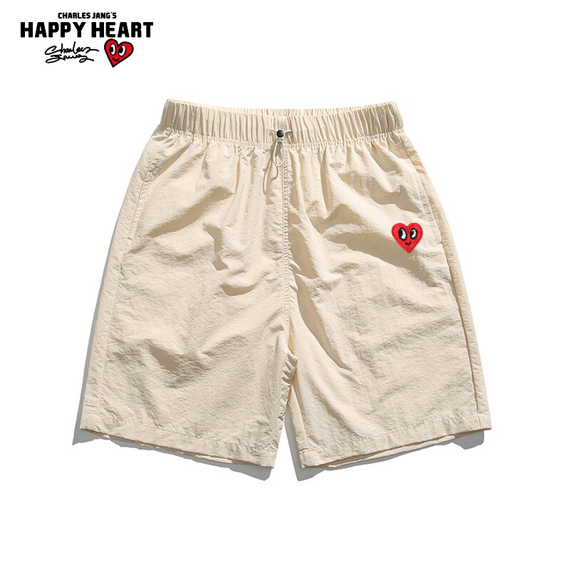 查尔斯桃心 基础款运动短裤男2026年夏季爱心刺绣宽松大码五分裤5