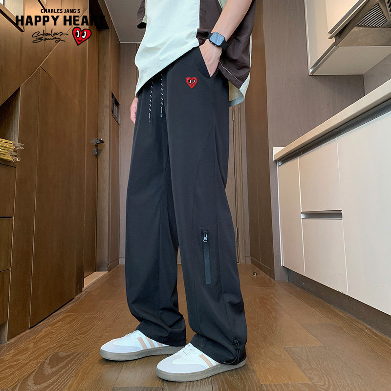 查尔斯桃心 美式速干裤子男夏季新款机能拉链宽松直筒冲锋休闲裤