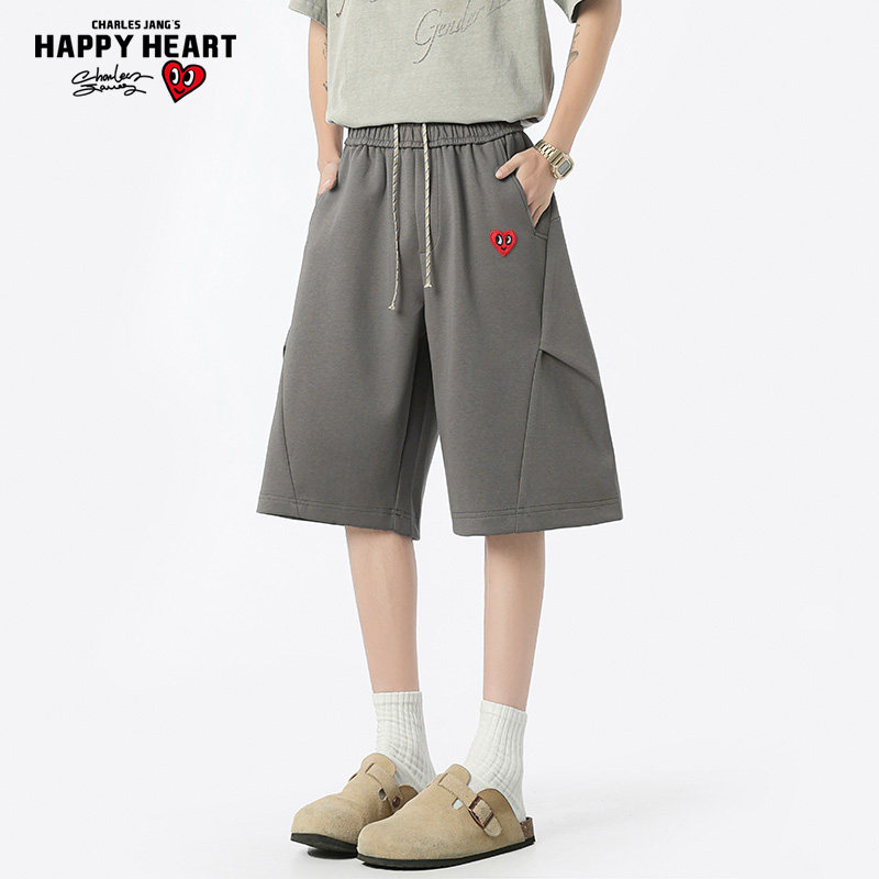 查尔斯桃心短裤男纯色cleanfit结构拼接夏季潮牌薄款五分休闲中裤,男装,短裤,淘宝优惠券,粉丝福利购,淘宝优惠卷