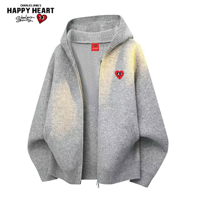 查尔斯桃心基础款连帽开衫毛衣男