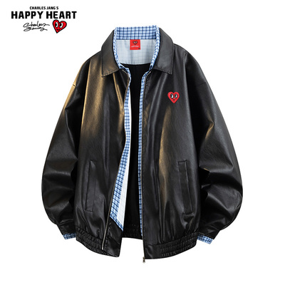 查尔斯桃心假两件格纹夹克男外套