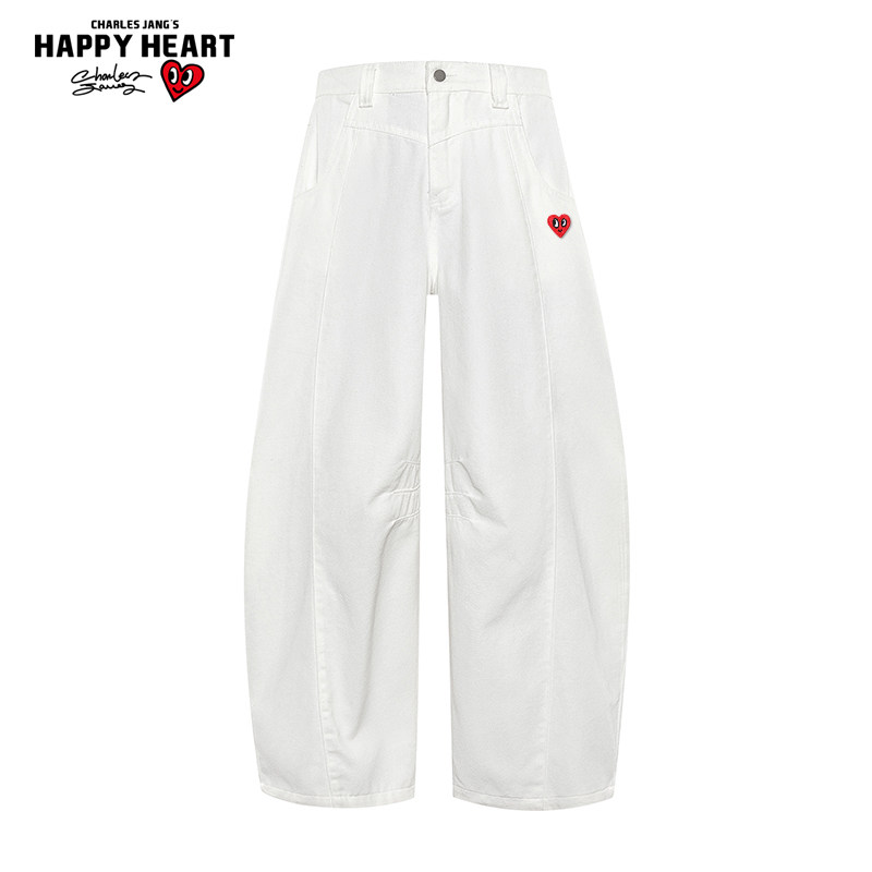 查尔斯桃心美式阔腿弯刀牛仔裤子男宽松百搭潮流直筒情侣休闲长裤,男装,牛仔裤,淘宝优惠券,粉丝福利购,淘宝优惠卷