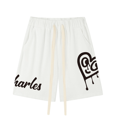 查尔斯桃心无性别休闲短裤