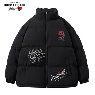 查尔斯桃心 白鸭绒防寒立领羽绒服男款2025冬季加厚保暖情侣外套