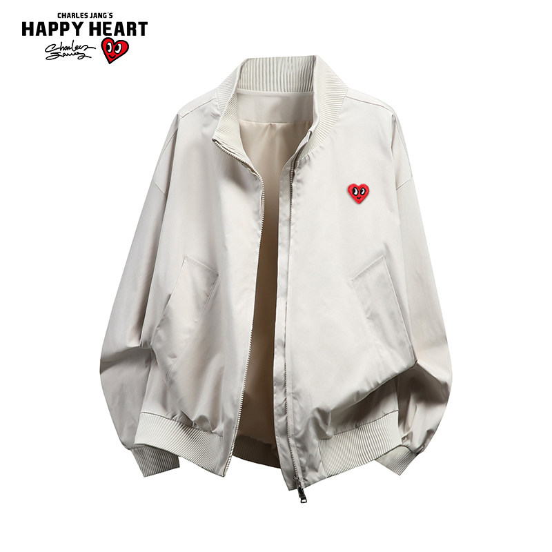 查尔斯桃心立领休闲夹克男女春秋季新款宽松情侣外套百搭潮牌上衣