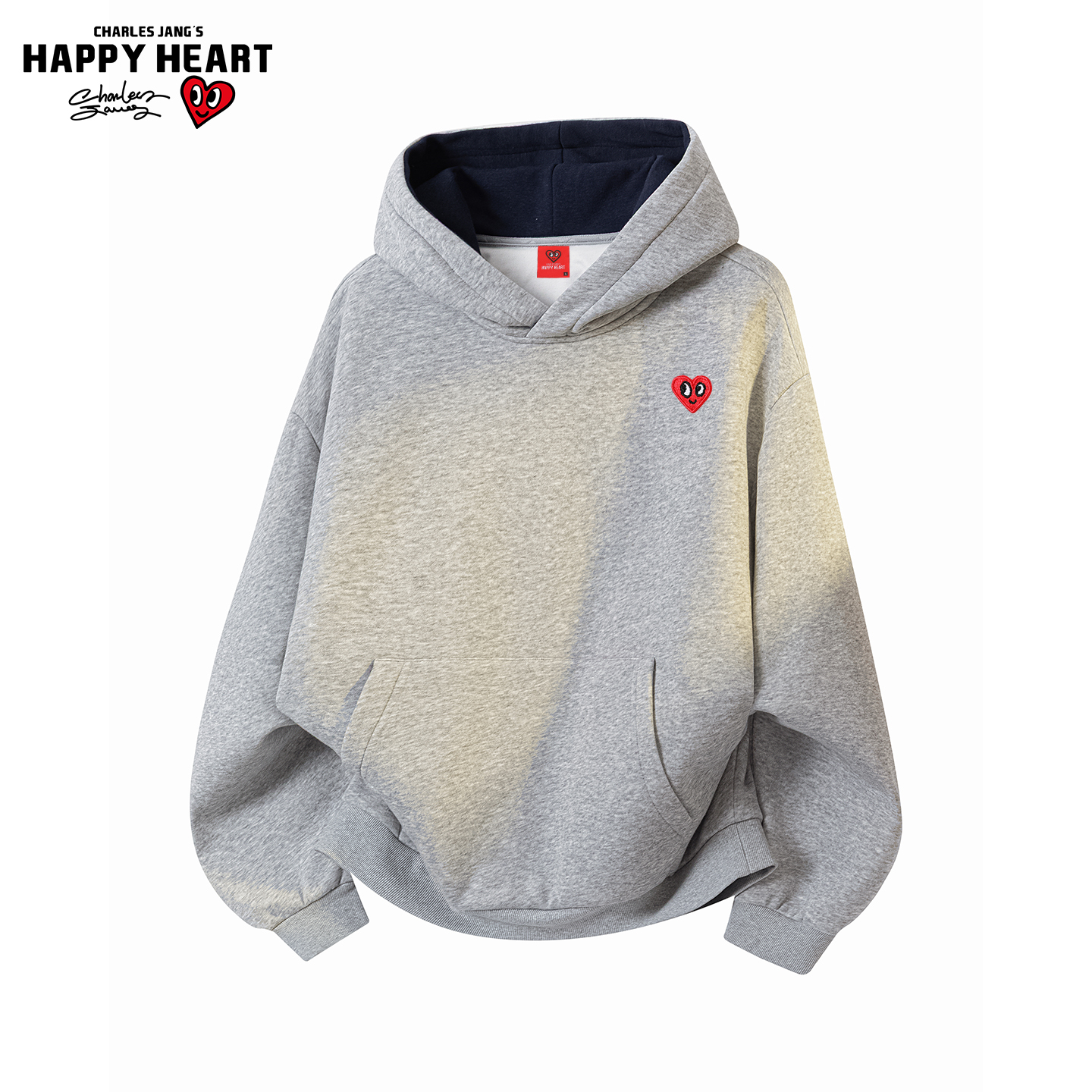 查尔斯桃心美式拼色鹅绒连帽卫衣