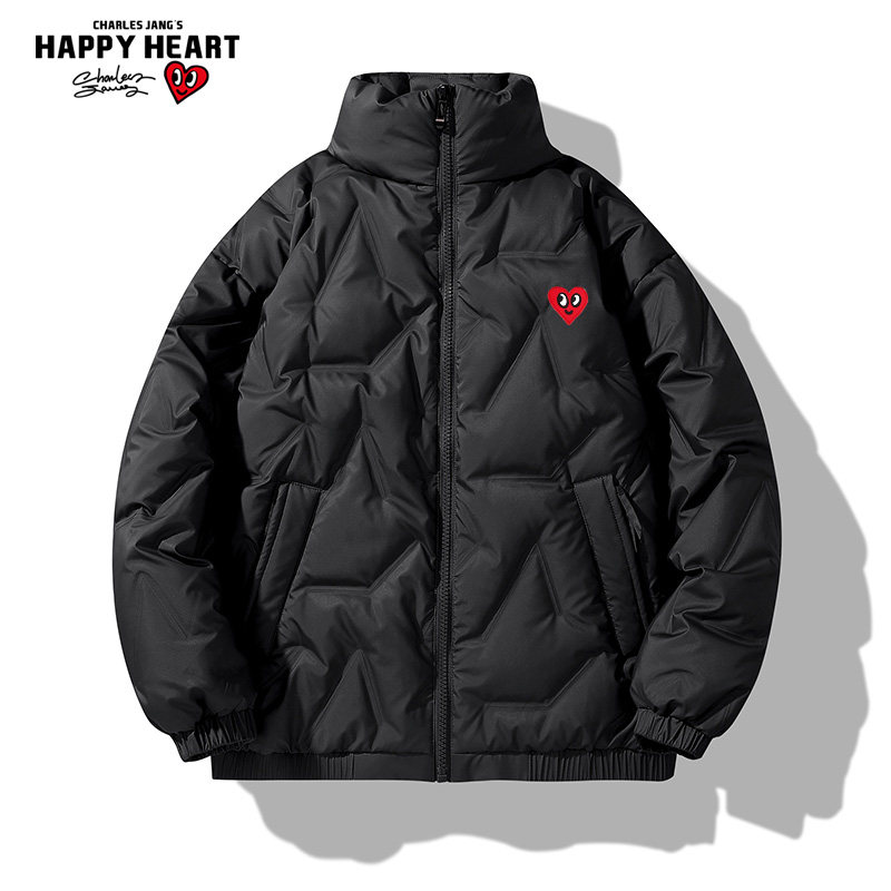 查尔斯桃心 棉服男士立领2025新款冬季加厚外套爱心情侣冬装棉衣