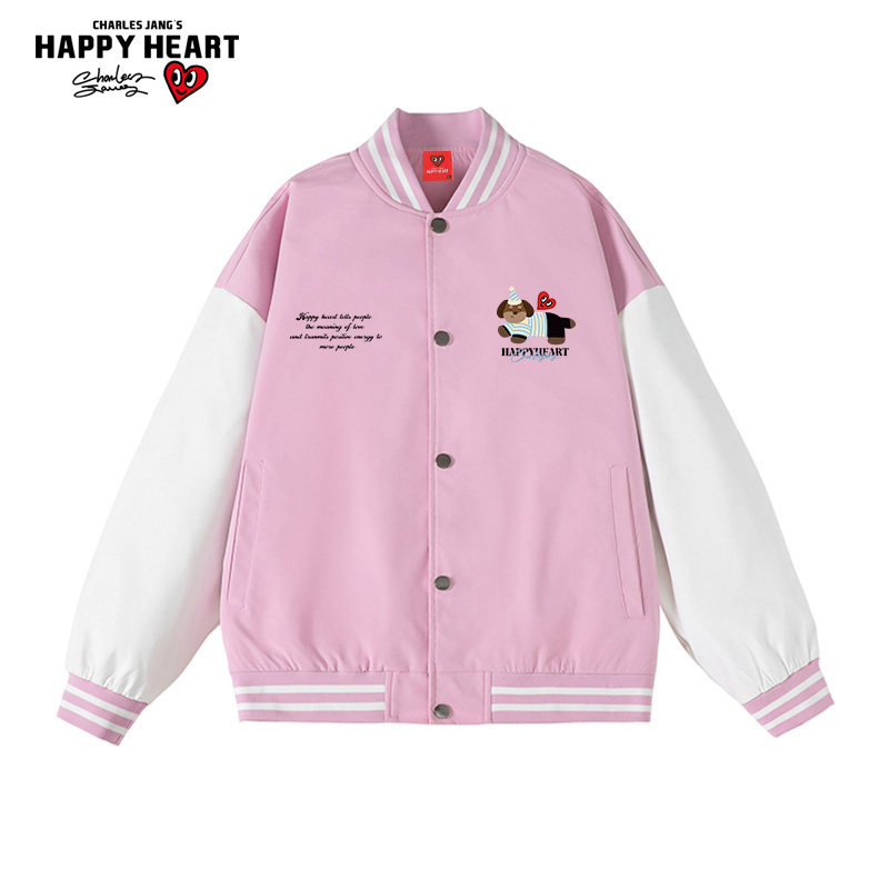 查尔斯桃心腊肠狗印花棒球服外套