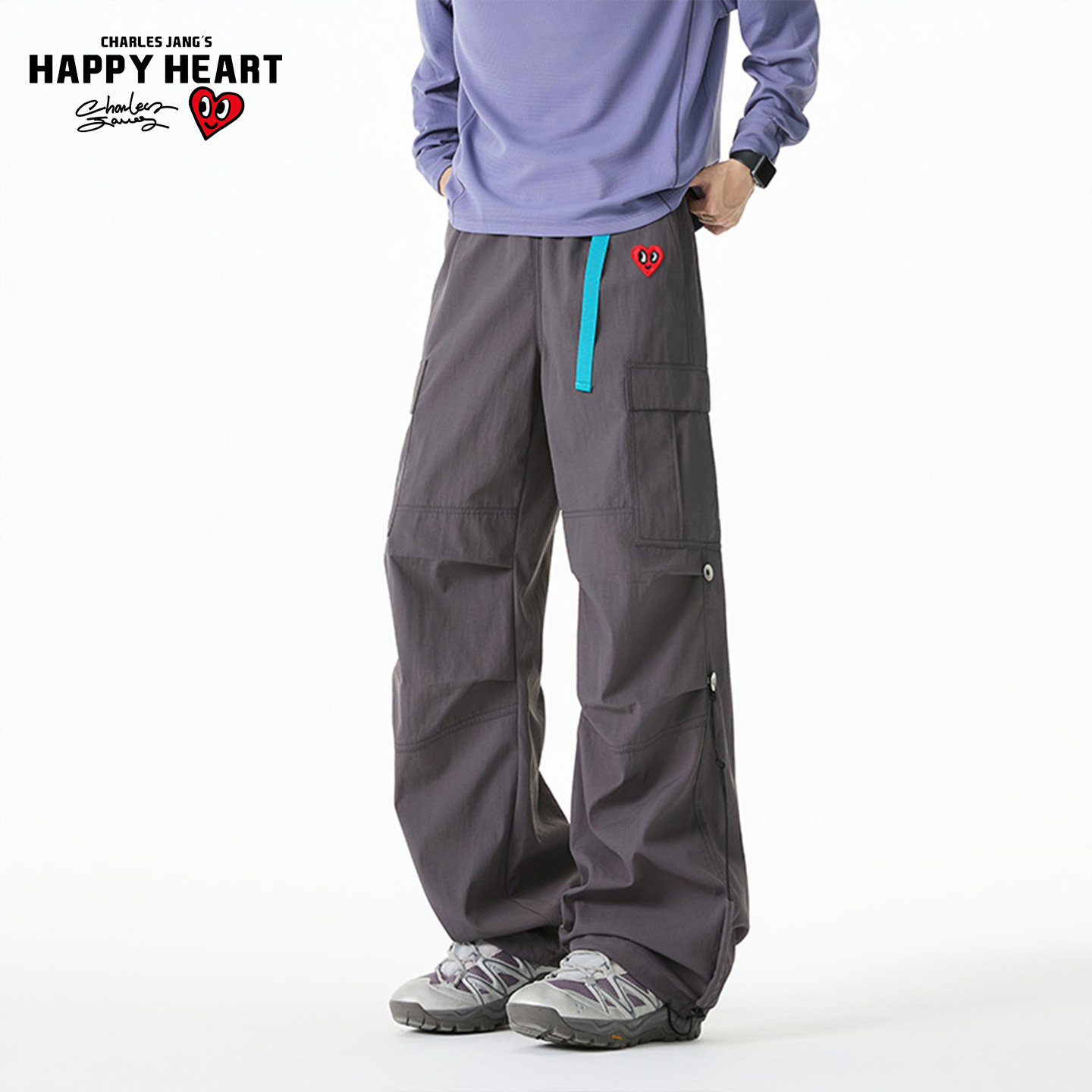 查尔斯桃心美式工装风多口袋休闲裤情侣款三防直筒潮牌街头长裤,男装,休闲裤,淘宝优惠券,粉丝福利购,淘宝优惠卷