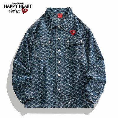 查尔斯桃心新款提花设计翻领外套