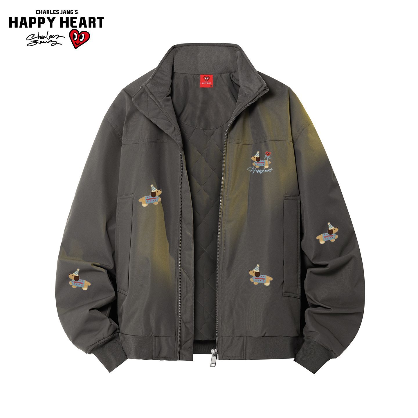 查尔斯桃心腊肠狗印花棉服男女冬季新款保暖