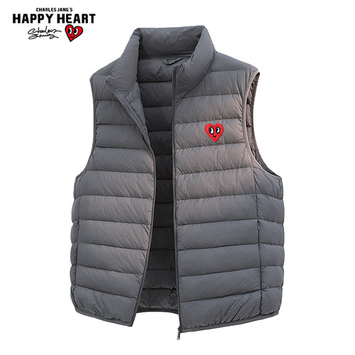 查尔斯桃心轻薄90绒羽绒服马甲男