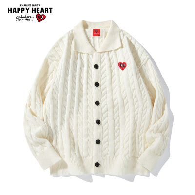 查尔斯桃心开衫毛衣男情侣外套