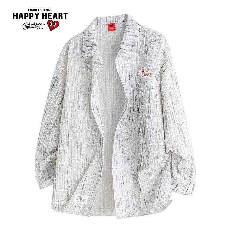 查尔斯桃心新款美式扎染做旧纹理感腊肠狗刺绣徽章情侣长袖衬衫男,男装,衬衫,淘宝优惠券,粉丝福利购,淘宝优惠卷